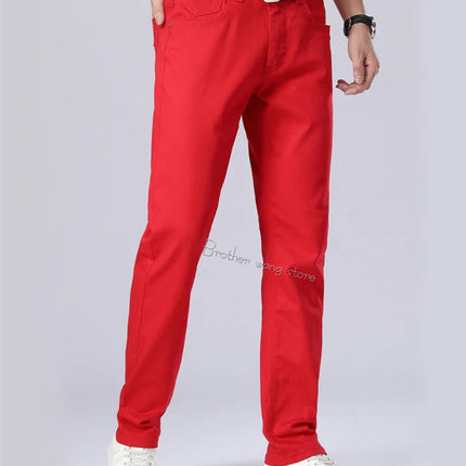 Classic Style Men's Regular Fit White Jeans Business Fashion Denim Advanced Stretch Cotton Trousers Male Brand Pants