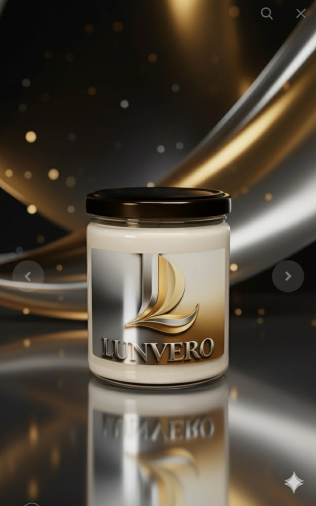 LUNVERO Signature 9oz Scented Candle | 60-Hour Luxury Soy Blend | Custom Label