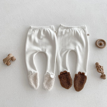 Baby Hooded Romper Bear Ears Cute Plush Baby Clothes Winter 0-2 Years Old Korean version Baby Clothes Baby Romper