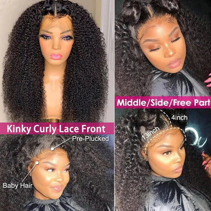 13x4 Kinky Curly Lace Front Wigs for Women Human Hair Pre Plucked With Baby Hair Transparent Lace Frontal Wigs Kinky Curly Wigs
