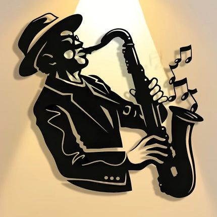 Elegant Saxophone Metal Wall Art - Minimalist Christmas Design, Perfect for Home & Office Decor, Living Room, Bedroom Decor