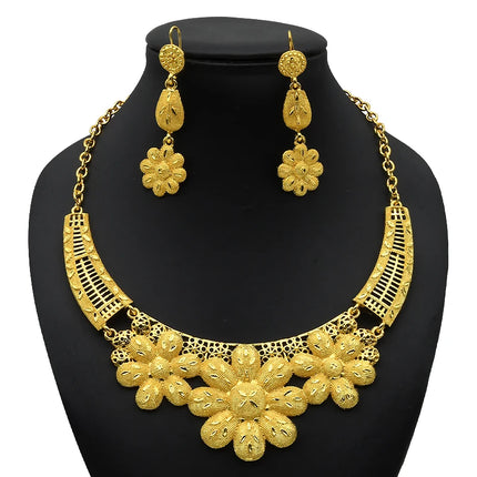 ANIID Indian 24K Gold Color Necklace Set Nigerian Party Bridal Wedding Ethiopian Luxury Dubai Jewelry Wholesale 2024 New Gifts