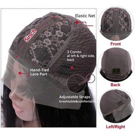 Malaysia Bone Straight 13*5*2 T Lace Wigs For Black Women 180% Density Silky Straight Transparent Human Hair Lace Front Wigs