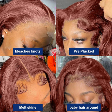 Reddish Brown Body Wave 13x4 Lace Front Human Hair Wigs Colored 13x6 Hd Lace Frontal Wigs 100% Brazilian Human Hair Pre Plucked