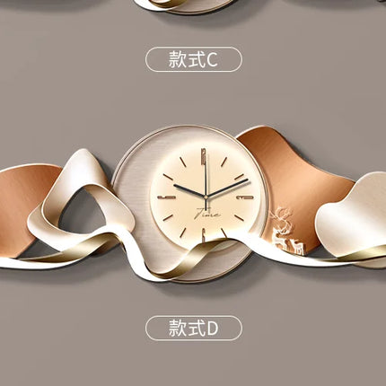 Luxury Wall Art With Built-in Clock Modern Living Room Decor 3D Wall Lamp Creative Sofa Background Painting Home Wall Decor