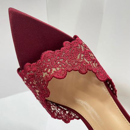 New Summer Women's High-heeled Sandals, Sexy and Comfortable Lace Embroidered Shoes, Mules, Banquet Shoes