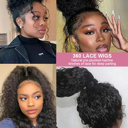 40 46 Inch 13x6 HD Deep Curly Wave Lace Frontal Wigs Brazilian 13x4 360 Water Wave Full Lace Front Human Hair Wig For Women 250%