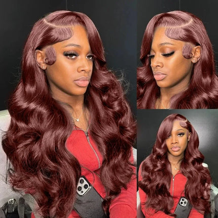 Reddish Brown Body Wave 13x4 Lace Front Human Hair Wigs Colored 13x6 Hd Lace Frontal Wigs 100% Brazilian Human Hair Pre Plucked