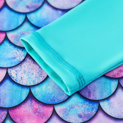 2-Piece Swimsuit Long-Sleeved Swimwear Kids Girl Crew Neck Scale Print Tops & Ruffle Detail Bikini Cut Briefs Swimming Suit 2025