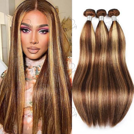 Highlight P4/27 Straight Human Hair Bundles Hair Weave Brazilian Hair Omber Color Bundles 10-32 Inches Hair Extensions 1/3/4 Pcs