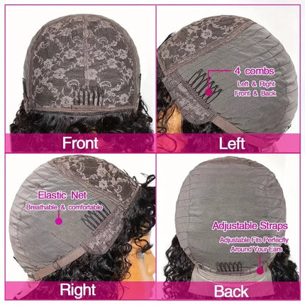 Water Wave Human Hair Wigs With Bangs For Women Full Machine Made 30 Inches Deep Curly Fringe Wig Glueless Wigs Natual Color