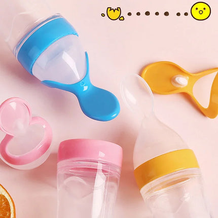 Squeezing Feeding Bottle Silicone Newborn Baby Training Rice Cereal  Food Spoon Supplement Feeder Safe Useful Tableware for Kids