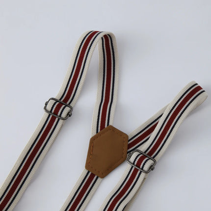 Gentleman Spring Autumn Outfit for Newborn Boy Cotton Baby First Formal Birthday Clothes Solid Pant with Strap Toddler Party Set