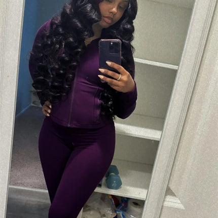 Weird Puss Sporty Casual 2 Piece Set Women Hooded Zipper Turtleneck Jacket+Skinny Straight Pants Matching Trend Workout Suit