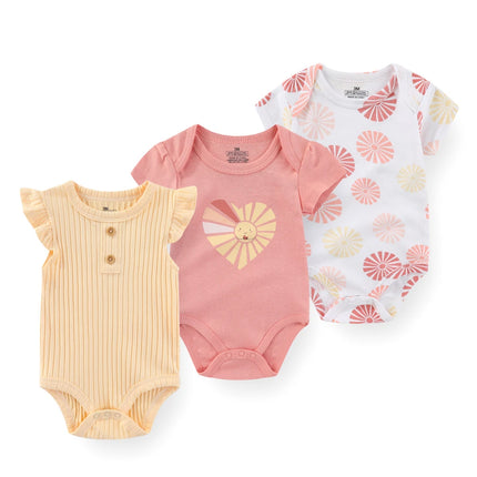 Kiddiezoom 3 Pcs Summer Fashion Cartoon Baby Boy Girl Bodysuits Soft Newborn Onesies Clothing