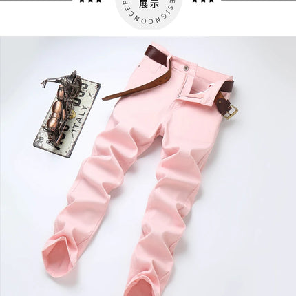 Four Season New Men's Yellow Jeans Fashion Business Casual Straight Denim Stretch Trousers All-match Men's Casual Pants Jeans