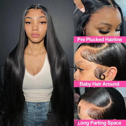 38 42 48 Inch 13x6 HD Transparent Bone Straight Lace Front Wigs 300 Density Straight Lace Front Wigs Brazilian Human Hair Wigs