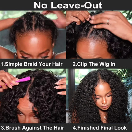 Afro Kinky Curly V Part Human Hair Wigs 30 Inch Machine Made Wig Upgrade V Part Wigs Glueless Full Head Clip In Half Wigs