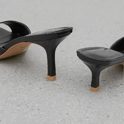 Summer Women Shoes 2024 Fashion Square Toe Women's Slippers Sexy Thin High Heel Outdoor Slides Simple Versatile Prom High Heels
