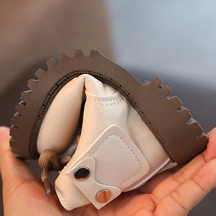 Children's Fashion Front Lace Up Soft Sole Anti Slip Warm Snow Boots Girls' Plush Casual Cotton Shoes