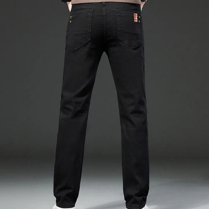 Men White Jeans Elasticity Straight Slim Fit Casual Soft Business Classic Brand Trousers Fashion Advanced Stretch Denim Pants