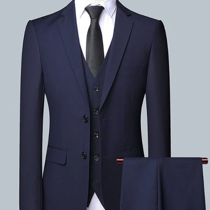 Men's Solid Color Business Suit 2025 High Quality Fashion Banquet Wedding Trend Groom Best Man Single 3/2/1