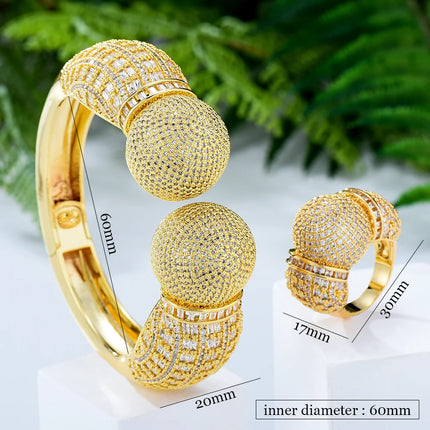 GODKI Famous Brand 3pcs Ball African Dubai Jewelry Sets For Women Wedding Party Zircon Wedding Lagos Bridal Jewelry Gift