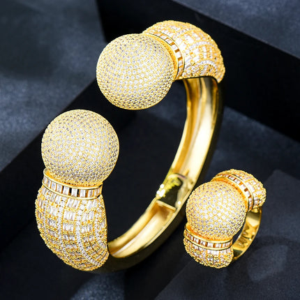 GODKI Famous Brand 3pcs Ball African Dubai Jewelry Sets For Women Wedding Party Zircon Wedding Lagos Bridal Jewelry Gift