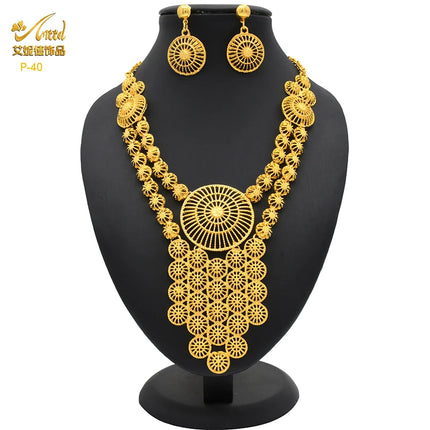 ANIID Indian 24K Gold Color Necklace Set Nigerian Party Bridal Wedding Ethiopian Luxury Dubai Jewelry Wholesale 2024 New Gifts