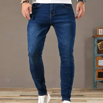 2025 Spring New Mens Slim Fit Classic Skinny Jeans Casual Street Style Casual Mens Skinny Jeans Male Slim Fit Pencil Denim Blue