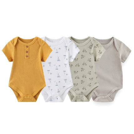 4PCS/Lot Summer Unisex Baby Boy Girl Bodysuits Short Sleeve Infant Onesies First Christmas Baby Clothes