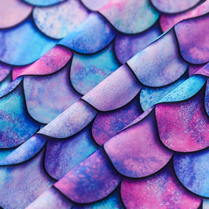 2-Piece Swimsuit Long-Sleeved Swimwear Kids Girl Crew Neck Scale Print Tops & Ruffle Detail Bikini Cut Briefs Swimming Suit 2025