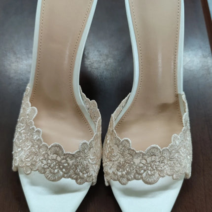 New Summer Women's High-heeled Sandals, Sexy and Comfortable Lace Embroidered Shoes, Mules, Banquet Shoes