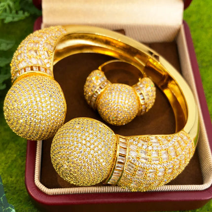 GODKI Famous Brand 3pcs Ball African Dubai Jewelry Sets For Women Wedding Party Zircon Wedding Lagos Bridal Jewelry Gift