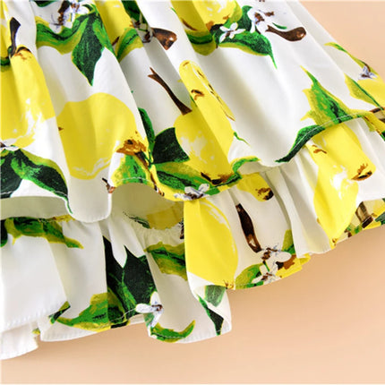 Baby Girl Dresses Summer Lemon Print Sleeveless Girl Princess Dresses Cute Girls Beach Dresses