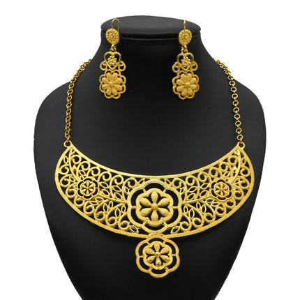 ANIID Indian 24K Gold Color Necklace Set Nigerian Party Bridal Wedding Ethiopian Luxury Dubai Jewelry Wholesale 2024 New Gifts