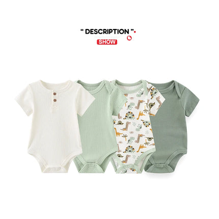 4PCS/Lot Summer Unisex Baby Boy Girl Bodysuits Short Sleeve Infant Onesies First Christmas Baby Clothes