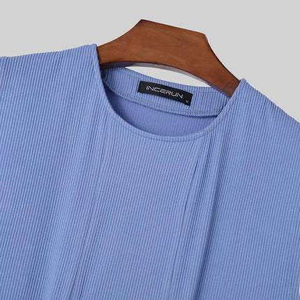 INCERUN Men Sets Solid Color Streetwear O-neck Sleeveless Tank Tops & Pants 2PCS Summer Loose Fashion Men's Casual Suits S-2XL