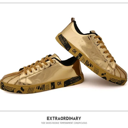 Couple Gold Silver Jogging Sneakers Men Hip Hop Casual Unisex Shoes Tennis Women Running Trainers Clunky Streetwear Footwear