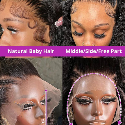 13x6 Water Wave Hd Lace Front Wig Pre Cut Lace PrePlucked 7x5 13x4 Wear Go Glueless Curly Human Hair Wigs For Women 200 Density