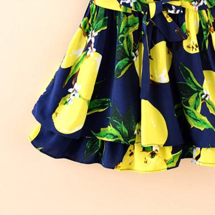 Baby Girl Dresses Summer Lemon Print Sleeveless Girl Princess Dresses Cute Girls Beach Dresses