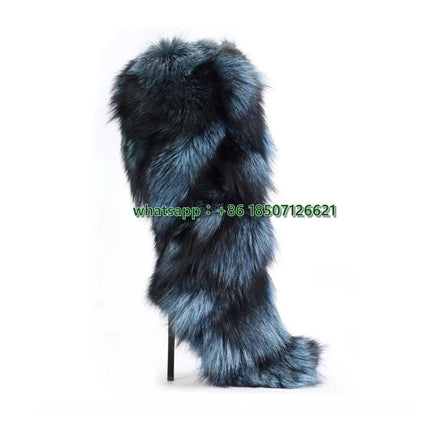 Furry Stiletto Pointed Toe Mid-Calf Boots With Unique Personality And Special Calf Boots For Women