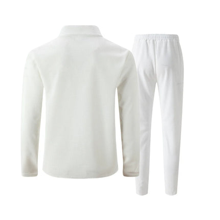 Men's Business Casual Two-Piece Set Spring Autumn Waffle Zippered Shirt Coat And Trousers Trendy Fashionable Outfit