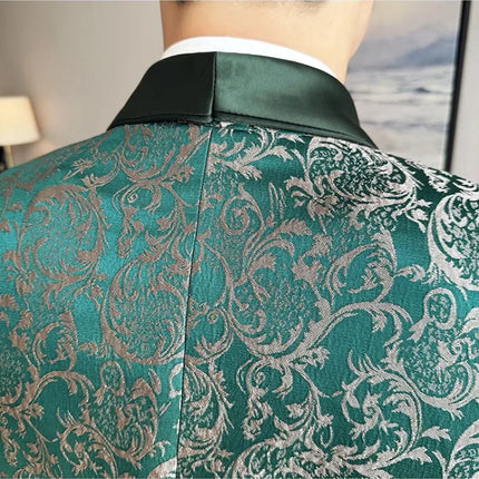 New (Blazer+vest+pants) for Men. Fashion. Casual. British Style. Singer Performance. High Density Jacquard Wedding Dress. Suit