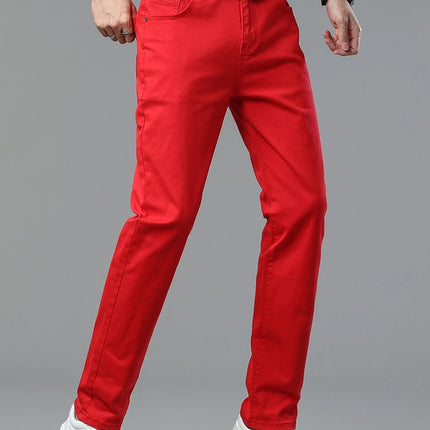 Four Season New Men's Yellow Jeans Fashion Business Casual Straight Denim Stretch Trousers All-match Men's Casual Pants Jeans