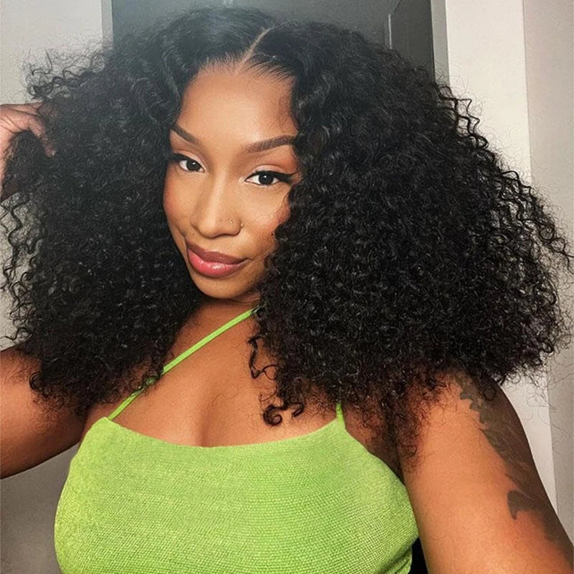 Short Kinky Curly 13x4 Glueless Wigs Lace Front Wig Human Hair Wear And Go Brazilian Remy Wigs Natural Black 4x4 Lace Closure