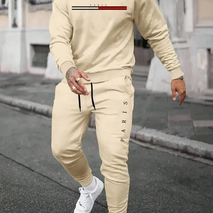 Spring And Fall Men's Long Sleeve Pant 2pcs Sets Red And Blue Striped 3D Print Man Set Everyday Fashion Men Long Sleeved T-shirt