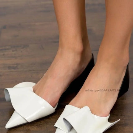 Ruffles Patent Leather Women Sandals Pointed Toe Stiletto Cover Heel Side Air High Heels Mixed Colors Slip On Shallow Shoes Sexy