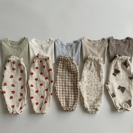 Organic Cotton Baby Pants Newborn Toddlers Autumn Spring Summer Winter Cute Print Soft Muslin Clothes Pants Pantalons Capris