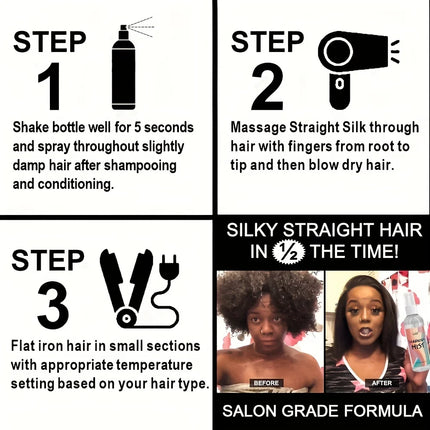 GZE HAIR SILKENING SPRAY Silk Therapy Thermal Shield,tThermal-Pressing Product that Polishes, Silkens, and Smooths Curly Texture